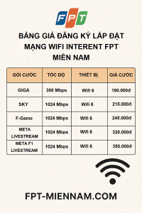 Bảng Giá Đăng Ký Lắp Đặt Mạng Wifi Internet FPT Miền Nam [Cập Nhật 2025]