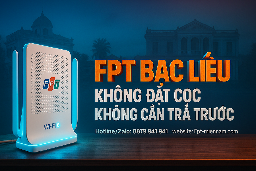 Lắp WiFi FPT Bạc Liêu: Ưu Đãi "3 KHÔNG" – Không Cọc, Không Trả Trước