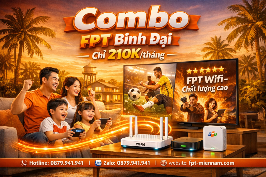 Combo Internet + Truyền hình FPT Bình Đại: Giải trí thả ga, giá rẻ bất ngờ