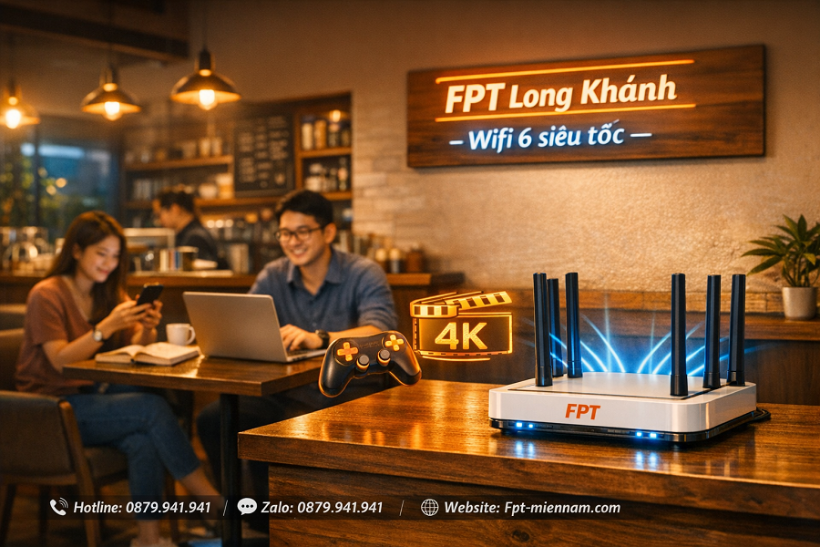 Giải pháp Lắp mạng FPT Long Khánh cho quán cafe – Wifi 6 siêu chịu tải