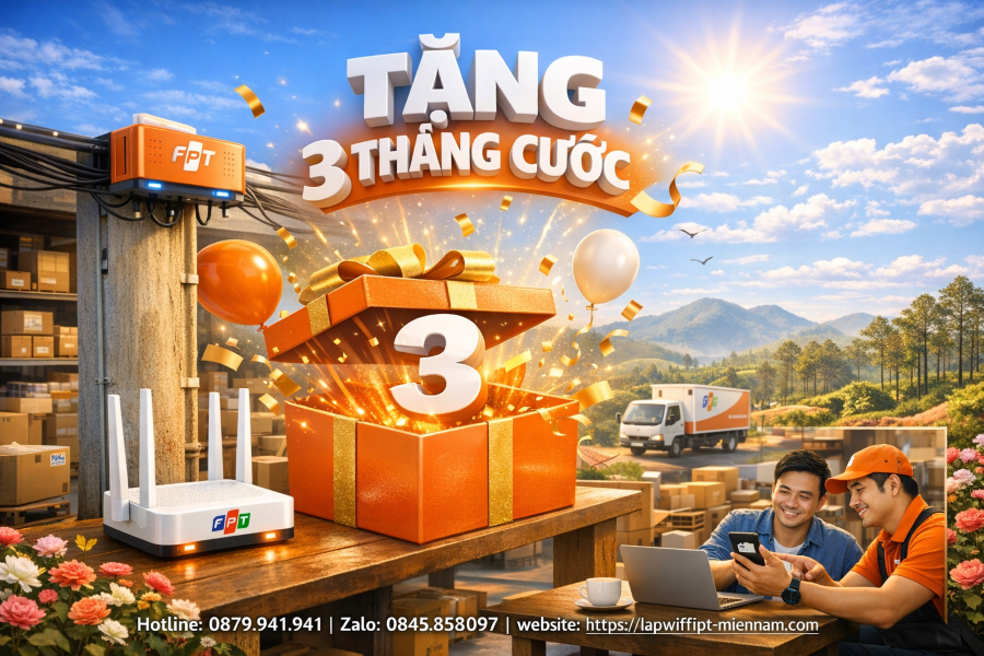 FPT Đức Trọng khuyến mãi tháng này: Tặng đến 3 tháng cước sử dụng