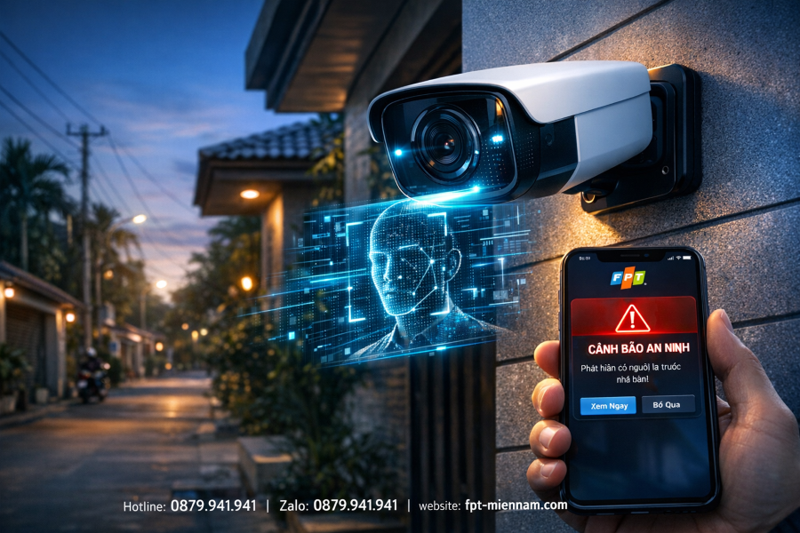 FPT Hòa Bình: Lắp đặt Camera AI nhận dạng người lạ thông minh