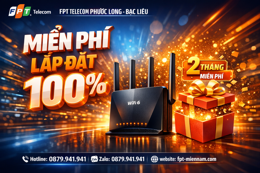 FPT Phước Long: Ưu Đãi Lớn – Miễn Phí Lắp Đặt Khi Trả Trước 12 Tháng