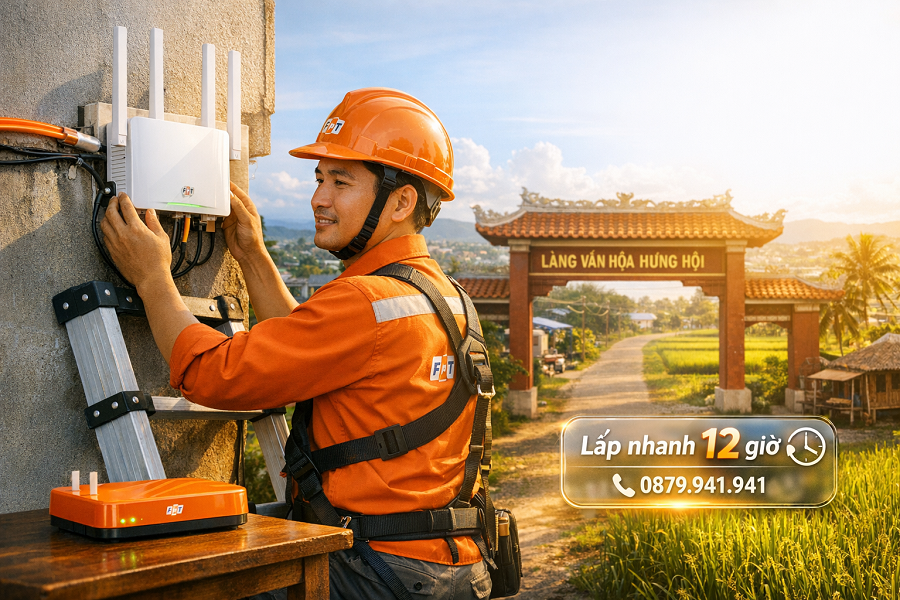 FPT Xã Hưng Hội: Hỗ trợ lắp đặt nhanh trong 12 giờ