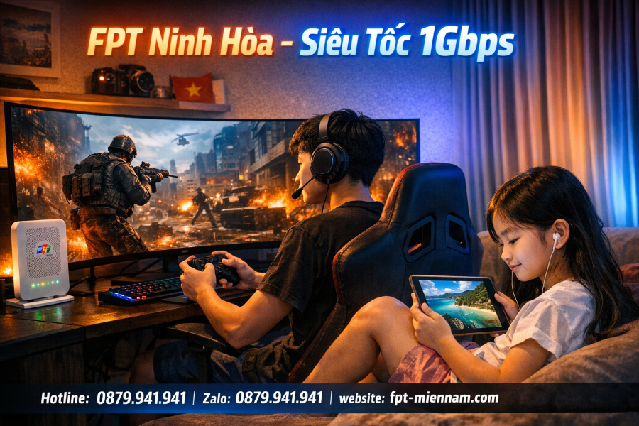 FPT Xã Ninh Hòa: Hạ Tầng Ổn Định, Chơi Game Và Xem Phim 4K Cực Mượt