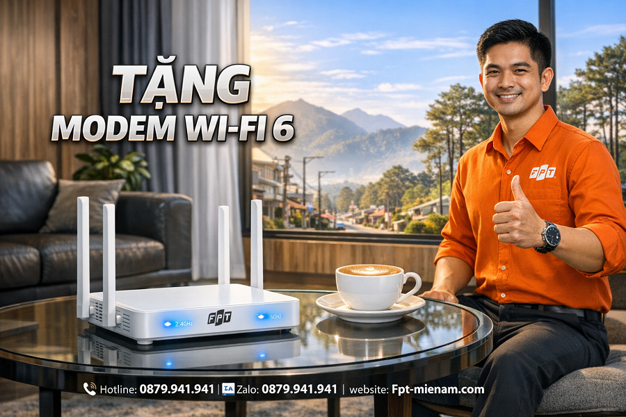 Khuyến mãi FPT thị trấn Thạnh Mỹ: Tặng modem Wi-Fi 2 băng tần cực mạnh
