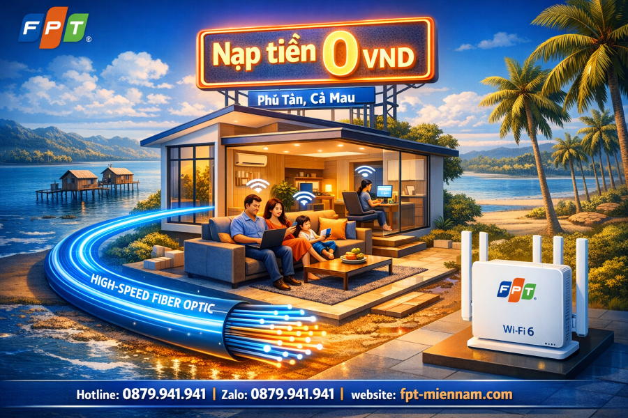 Lắp internet FPT Phú Tân không cần đặt cọc: Ưu đãi vàng cho cư dân Đất Mũi