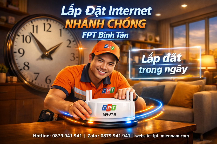 Lắp Mạng FPT Phường Bình Tân Trong Ngày: Thủ Tục 5 Phút, Có WiFi Dùng Ngay