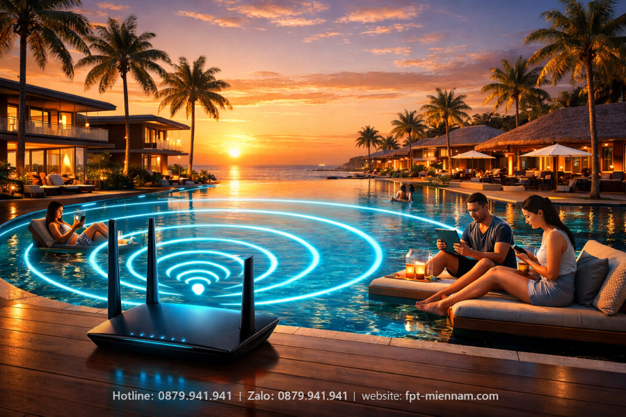 Internet FPT Cần Giờ Cho Resort: Giải Pháp Mạng Tốc Độ Cao, Chịu Tải Cực Đỉnh