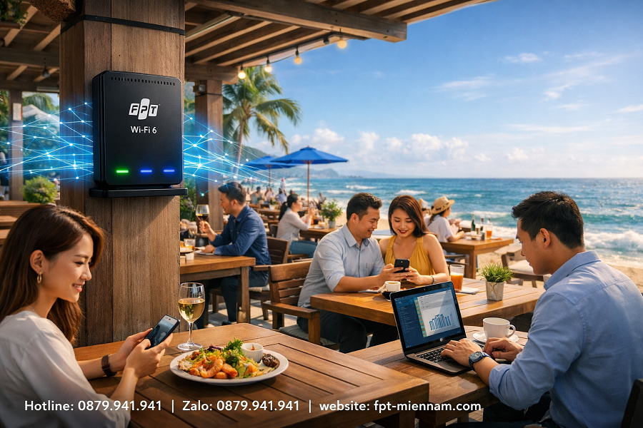 Lắp Mạng FPT Cho Nhà Hàng Hải Sản, Quán Cafe View Biển Tại Xã Long Hải