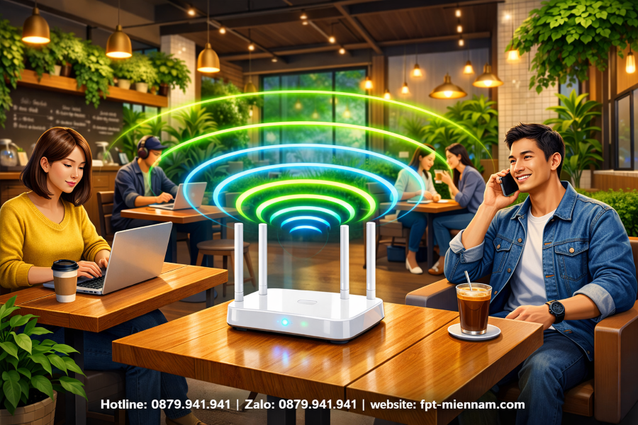 Lắp WiFi FPT Cần Giờ Cho Quán Cafe: Giải Pháp Mạng Chịu Tải Cao, Giữ Chân Khách Hàng